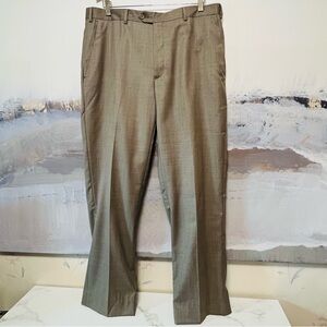 SANTORELLI Wool Dress Pants Luxury Serge ROMEO Men’s 38x31 TAUPE Sharkskin Italy
